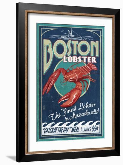 Boston, Massachusetts - Lobster-Lantern Press-Framed Premium Giclee Print