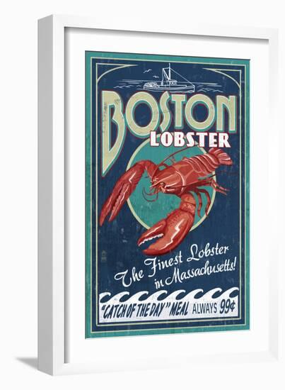 Boston, Massachusetts - Lobster-Lantern Press-Framed Premium Giclee Print