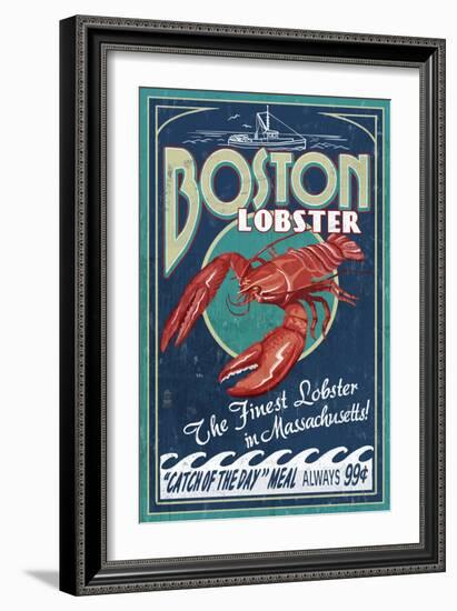 Boston, Massachusetts - Lobster-Lantern Press-Framed Premium Giclee Print