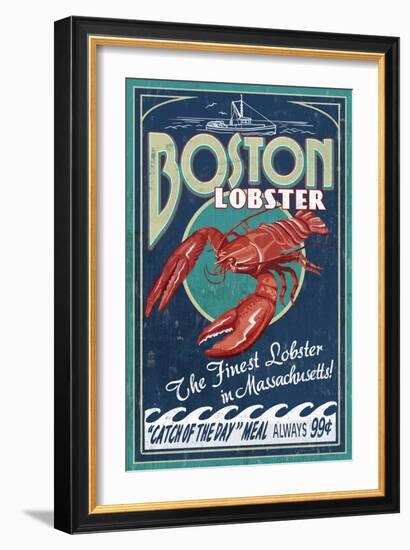 Boston, Massachusetts - Lobster-Lantern Press-Framed Premium Giclee Print