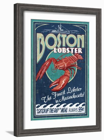 Boston, Massachusetts - Lobster-Lantern Press-Framed Art Print