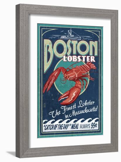 Boston, Massachusetts - Lobster-Lantern Press-Framed Art Print