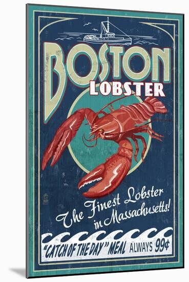 Boston, Massachusetts - Lobster-Lantern Press-Mounted Art Print