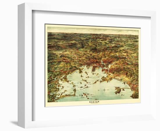 Boston, Massachusetts - Panoramic Map No. 1-Lantern Press-Framed Art Print