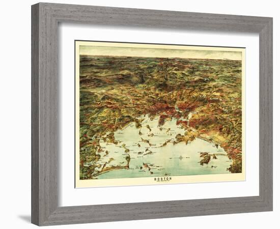 Boston, Massachusetts - Panoramic Map No. 1-Lantern Press-Framed Art Print