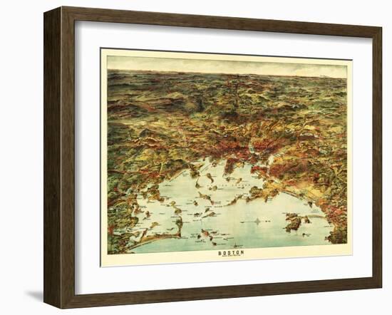 Boston, Massachusetts - Panoramic Map No. 1-Lantern Press-Framed Art Print