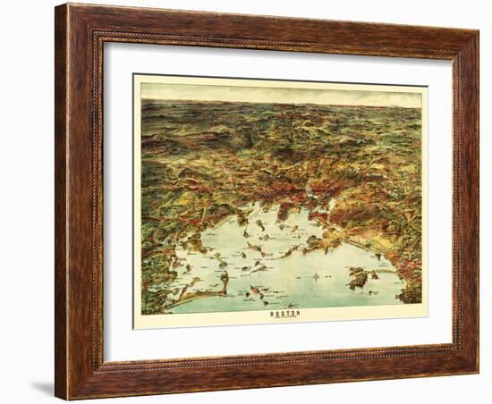 Boston, Massachusetts - Panoramic Map No. 1-Lantern Press-Framed Art Print