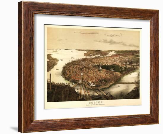 Boston, Massachusetts - Panoramic Map-Lantern Press-Framed Art Print