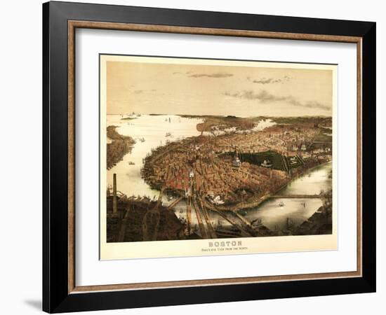 Boston, Massachusetts - Panoramic Map-Lantern Press-Framed Art Print