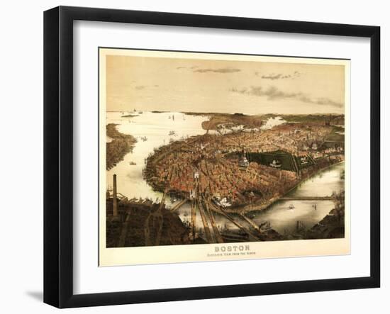 Boston, Massachusetts - Panoramic Map-Lantern Press-Framed Art Print