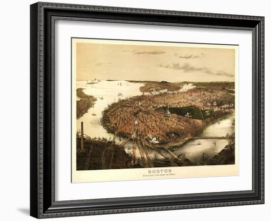 Boston, Massachusetts - Panoramic Map-Lantern Press-Framed Art Print