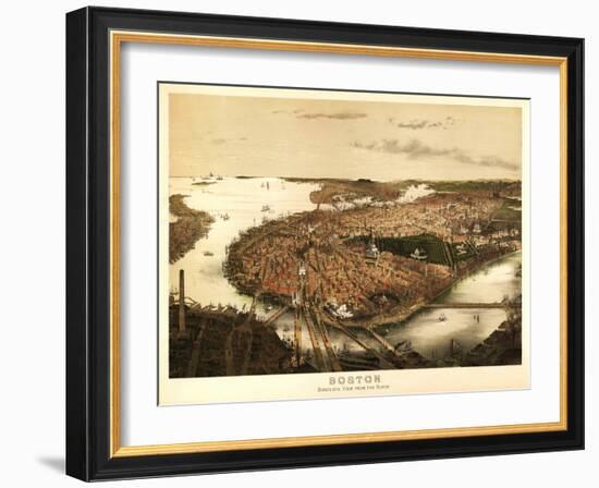 Boston, Massachusetts - Panoramic Map-Lantern Press-Framed Art Print