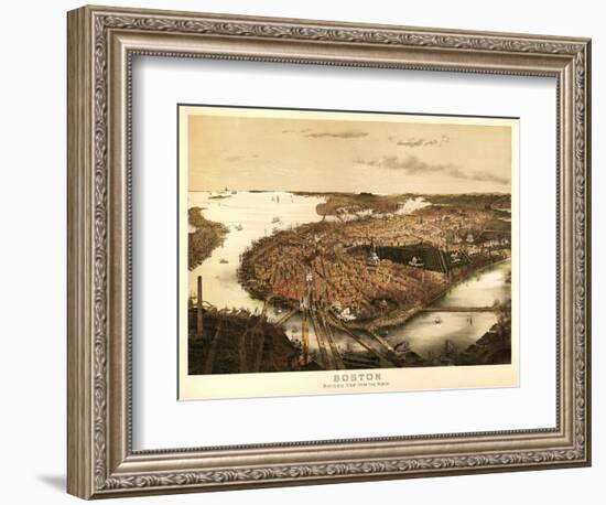 Boston, Massachusetts - Panoramic Map-Lantern Press-Framed Premium Giclee Print