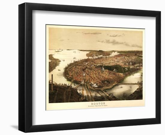 Boston, Massachusetts - Panoramic Map-Lantern Press-Framed Premium Giclee Print