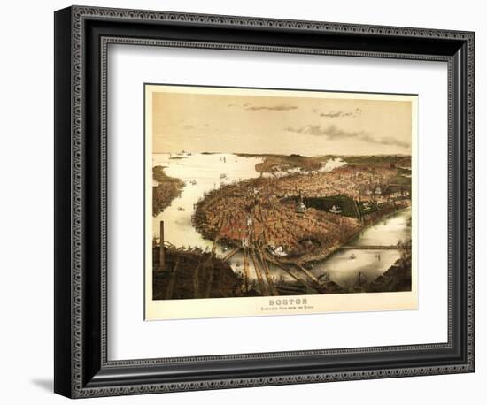 Boston, Massachusetts - Panoramic Map-Lantern Press-Framed Premium Giclee Print