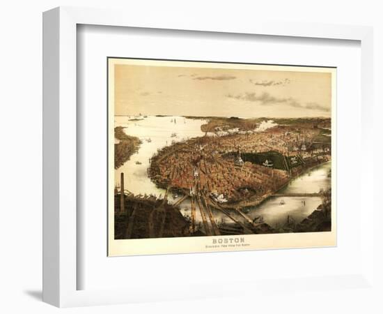 Boston, Massachusetts - Panoramic Map-Lantern Press-Framed Art Print