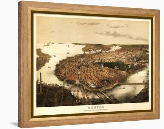 Boston, Massachusetts - Panoramic Map-Lantern Press-Framed Stretched Canvas