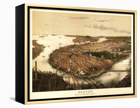 Boston, Massachusetts - Panoramic Map-Lantern Press-Framed Stretched Canvas