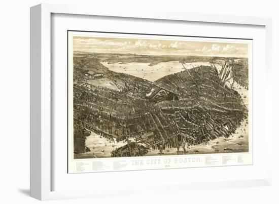 Boston, Massachusetts - Panoramic Map-Lantern Press-Framed Art Print