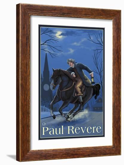 Boston, Massachusetts - Paul Revere's Ride-Lantern Press-Framed Art Print