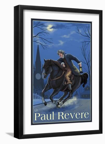 Boston, Massachusetts - Paul Revere's Ride-Lantern Press-Framed Art Print