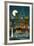Boston, Massachusetts - Retro Skyline (no text)-Lantern Press-Framed Art Print