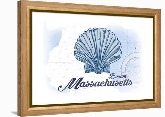 Boston, Massachusetts - Scallop Shell - Blue - Coastal Icon-Lantern Press-Framed Stretched Canvas