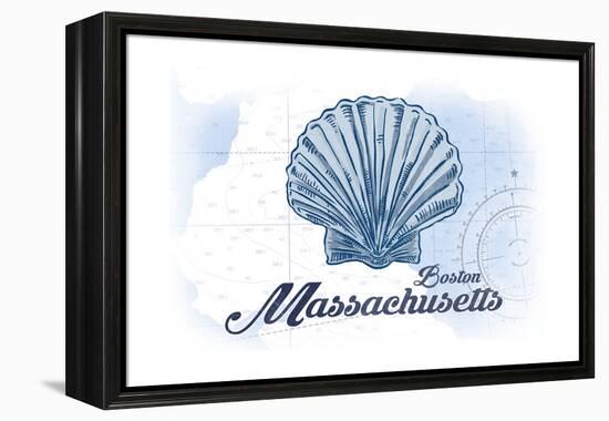 Boston, Massachusetts - Scallop Shell - Blue - Coastal Icon-Lantern Press-Framed Stretched Canvas