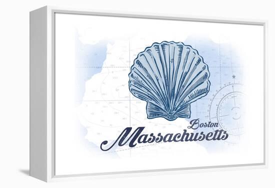 Boston, Massachusetts - Scallop Shell - Blue - Coastal Icon-Lantern Press-Framed Stretched Canvas