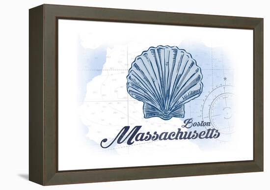 Boston, Massachusetts - Scallop Shell - Blue - Coastal Icon-Lantern Press-Framed Stretched Canvas