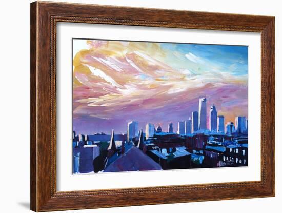 Boston Massachusetts Skyline At Sunrise-Markus Bleichner-Framed Art Print