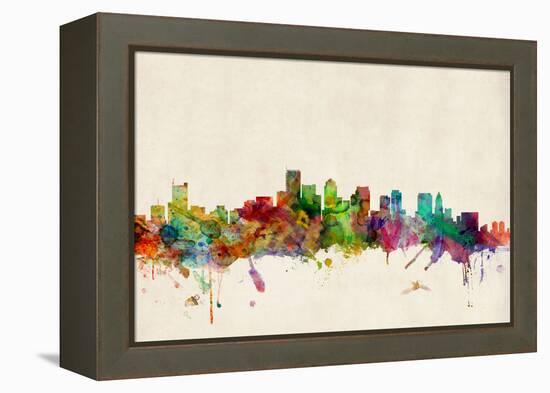 Boston Massachusetts Skyline-Michael Tompsett-Framed Stretched Canvas