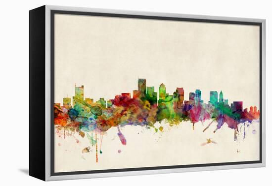 Boston Massachusetts Skyline-Michael Tompsett-Framed Stretched Canvas