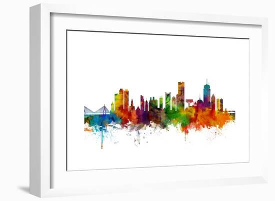 Boston Massachusetts Skyline-Michael Tompsett-Framed Premium Giclee Print