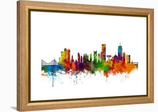 Boston Massachusetts Skyline-Michael Tompsett-Framed Stretched Canvas