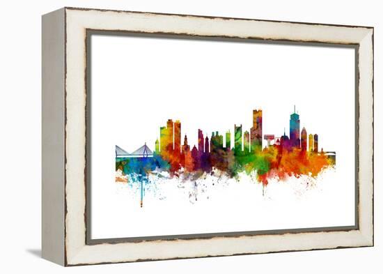 Boston Massachusetts Skyline-Michael Tompsett-Framed Stretched Canvas