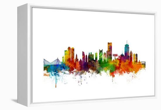 Boston Massachusetts Skyline-Michael Tompsett-Framed Stretched Canvas