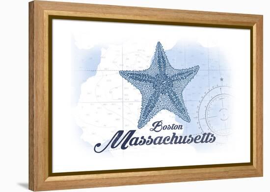 Boston, Massachusetts - Starfish - Blue - Coastal Icon-Lantern Press-Framed Stretched Canvas