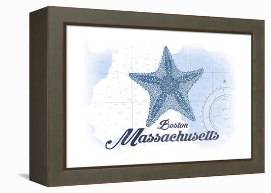 Boston, Massachusetts - Starfish - Blue - Coastal Icon-Lantern Press-Framed Stretched Canvas