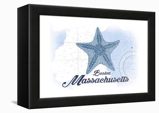 Boston, Massachusetts - Starfish - Blue - Coastal Icon-Lantern Press-Framed Stretched Canvas