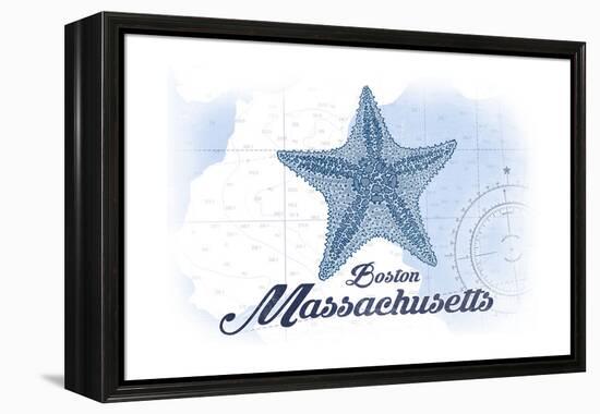 Boston, Massachusetts - Starfish - Blue - Coastal Icon-Lantern Press-Framed Stretched Canvas