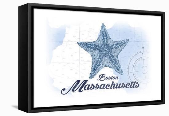 Boston, Massachusetts - Starfish - Blue - Coastal Icon-Lantern Press-Framed Stretched Canvas