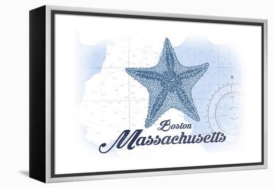 Boston, Massachusetts - Starfish - Blue - Coastal Icon-Lantern Press-Framed Stretched Canvas