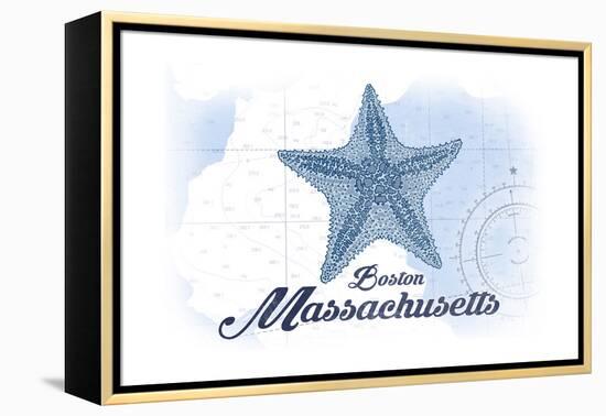 Boston, Massachusetts - Starfish - Blue - Coastal Icon-Lantern Press-Framed Stretched Canvas