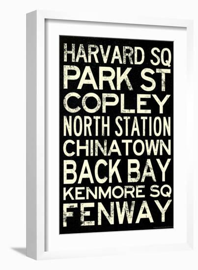 Boston MBTA Stations Vintage Subway Retro Metro Travel-null-Framed Premium Giclee Print