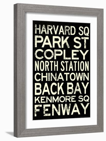 Boston MBTA Stations Vintage Subway Retro Metro Travel-null-Framed Art Print