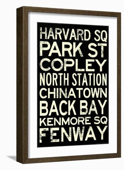 Boston MBTA Stations Vintage Subway Retro Metro Travel-null-Framed Art Print