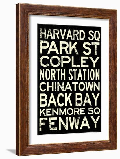 Boston MBTA Stations Vintage Subway Retro Metro Travel-null-Framed Art Print