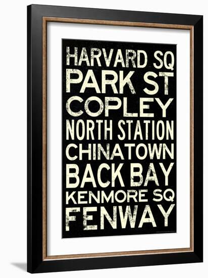 Boston MBTA Stations Vintage Subway Retro Metro Travel-null-Framed Art Print