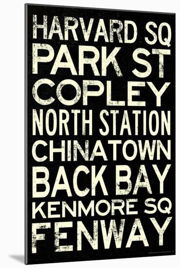 Boston MBTA Stations Vintage Subway Retro Metro Travel-null-Mounted Art Print